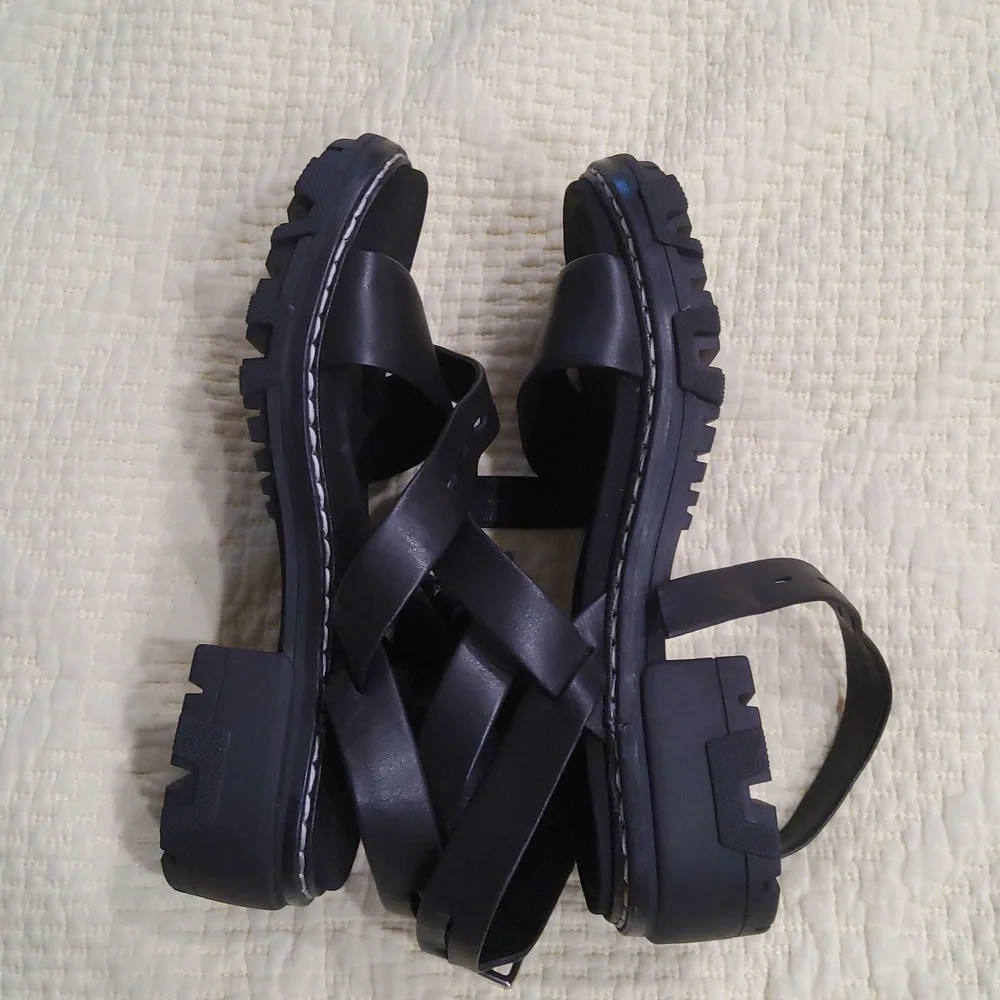 Rag & Bone Black Chunky Sandals with Leather Straps